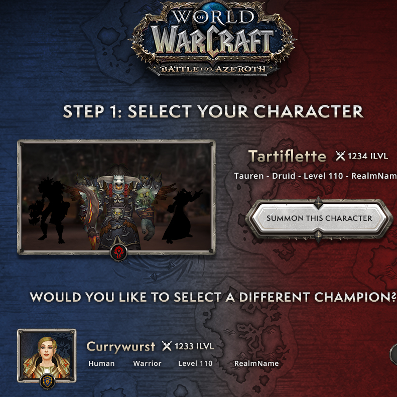 Blizzard Avatar Call to Arms UI