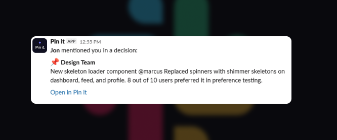 Dcyde Slack DM notification
